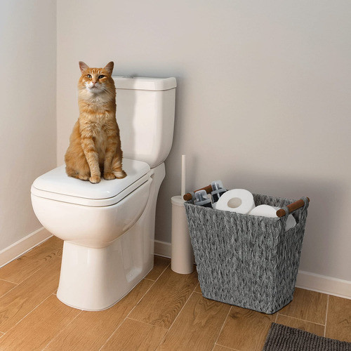 Granny Says Cesta De Residuos Tejida, Canasta De Mimbre Gris 1