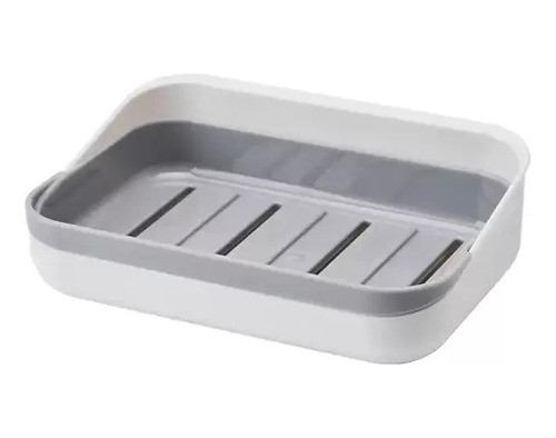 Jabonera Adhesiva De Pared Escurridor Blanco Gris Plástico 0