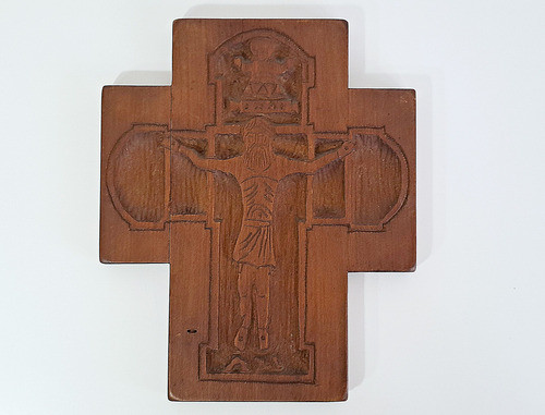 Icono Religioso Ortodoxo En Madera Tallada Antiguo Intacto 1