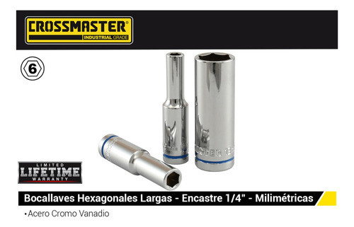 Bocallave Hexagonal Larga 10mm Encastre 1/4'' Crossmaster 1
