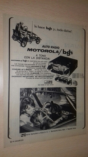 P147 Clipping Publicidad Auto Radio Motorola Bgh Año 1966 0