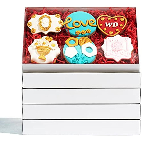 Paquete De 24 Cajas Para Galletas De Color Blanco Transparen 0