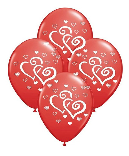 Globos San Valentin Enlazado 12 PuLG. X 10 Unid Chirimbolos 0