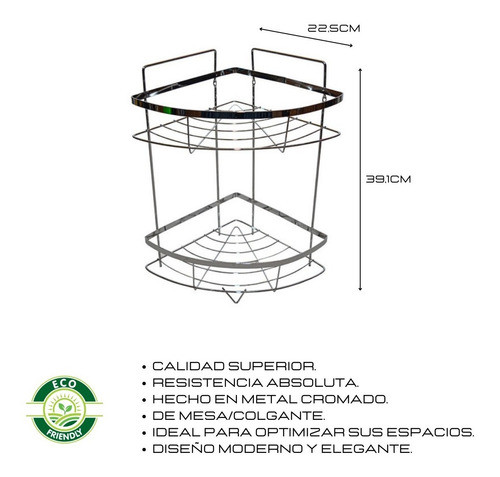 Esquinero Baño Alambre Cromado X2 Pettish Online Vc 1
