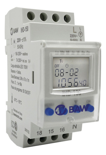 Interruptor Horario/digital Semanal 1 Canal 100 Progra. Baw 0