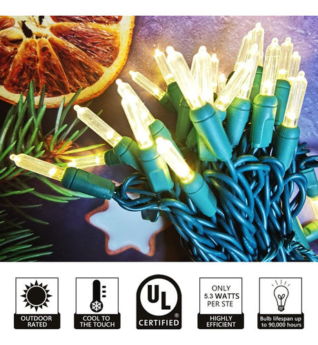 Luces De Navidad De 17 Pies, 50 Unidades De Luces Led De Ala 1