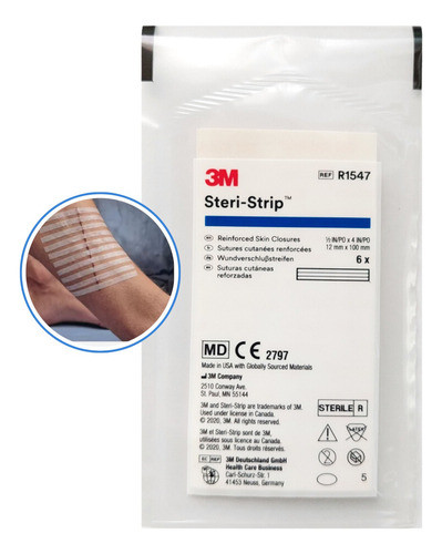 Sutura Steri Strip 12,7 Mm X 102 Mm Sobre X 6 Tiras 1547r 0