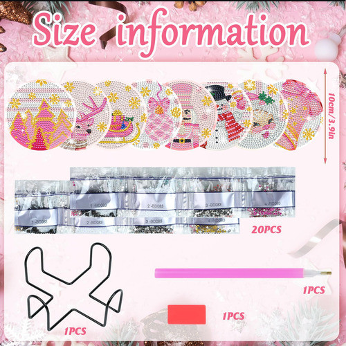 Pintura Por Diamantes Para Lindos Posavasos 8pcs. Diseño 02 1
