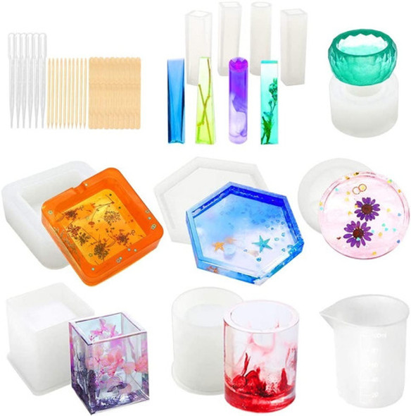 Kit 37 Piezas Moldes De Silicona Para Resina Vaso Pipetas 0