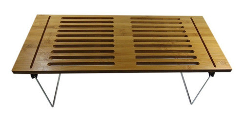Bandeja Mesa De Bambu Mesita Con Patas Metalicas 56 Cm 0
