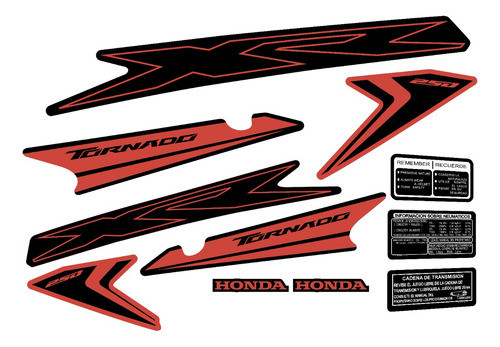 Kit Calcos Para Xr 250 Tornado -laminado Alta Calidad- Bndt 0