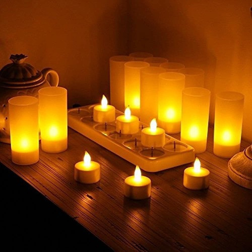 Wonenice Te Recargable Luz Parpadeante Candelitas Velas Con 1