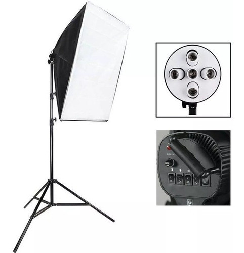 Softbox 60x90cm Portalámpara 5 Lamps + Tripode 2 M 0