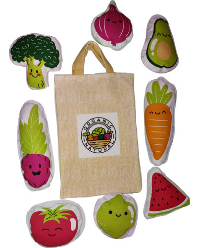 Almohadones De Frutas Y Verduras+bolsita De Tela De Regalo 0