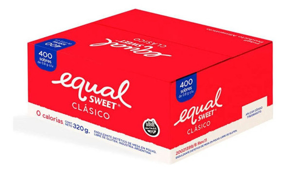 Pack 5 Cajas Equalsweet Clásico X 400 Sobres 0