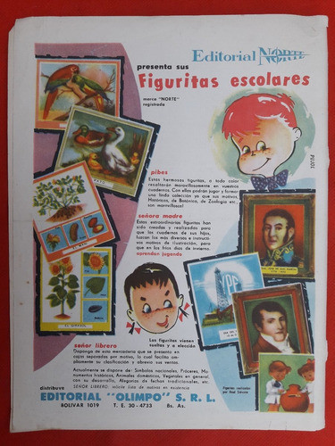 Figuritas Escolares Publicidad Antigua En Revista Billiken 0