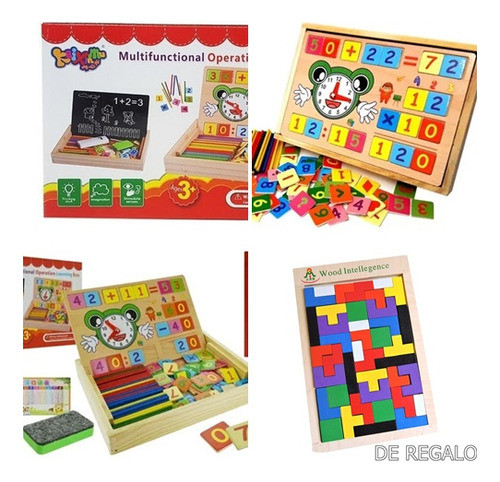 Caja Puzzle Doble Faz Y Pizarron + Regalo Juego Encastre 1
