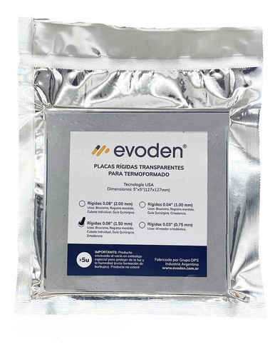 Placas Rigidas Termoformadora 0,06 (1,5mm) X5u Evoden 0