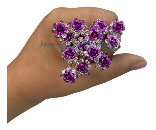 Horquillas Con Flores Y Brillo Para Peinados X 5 1