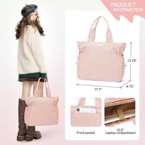 Bolsa De Tote Rosa Grande Para Mujer Con Compartimentos 1