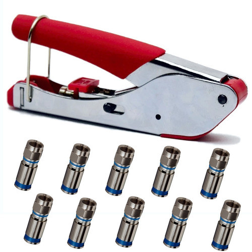 Combo Pinza Crimpeadora Ficha Rg 6/59/58+ 10 Fichas Rg6/59 0