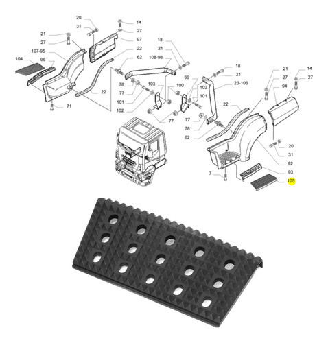 Placa Peldaño Estribo Izquierdo Nuevo Stralis Iveco 1