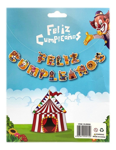 Cartel Feliz Cumpleaños Circo 3 Mts Decoración Cotillón 1