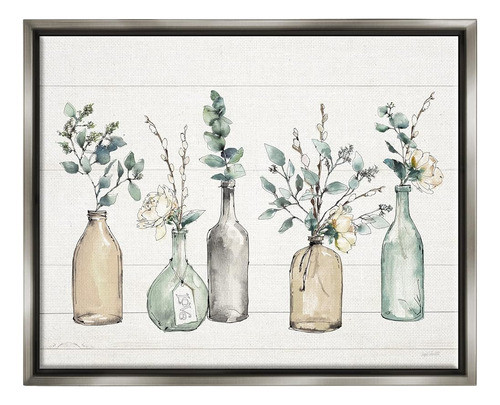 Stupell Industries Botellas Y Plantas Granja Madera Diseño T 0