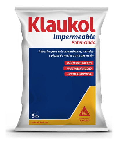 Pegamento Adhesivo Klaukol Impermeable Potenciado X 5 Kg 0