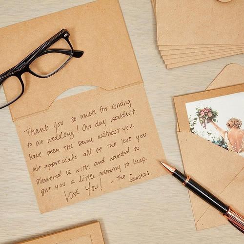 48 Pack Kraft Photo Inserts Con Sobres, Tarjetas De Notas De 1