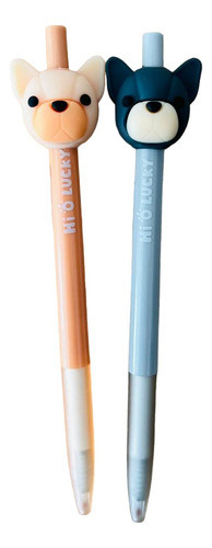 Birome Automatica Lapicera Bulldog Perro Set X2 Tinta Negra 1