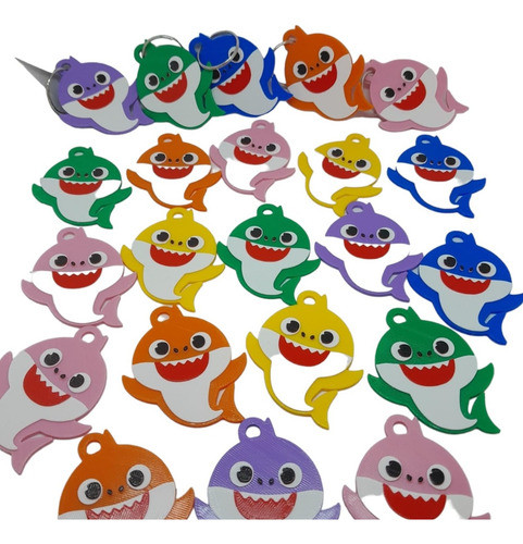 10 Souvenirs Baby Shark Personalizados Llavero, Iman, Pin. 0