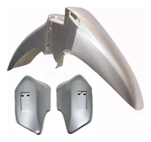 Guardabarro + Cubre Barrales Gris Plata Moto Honda Biz 0