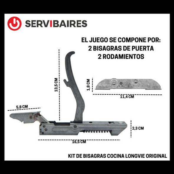 Kit Bisagras Soporte Puerta Horno Cocina Longvie H5700b 1