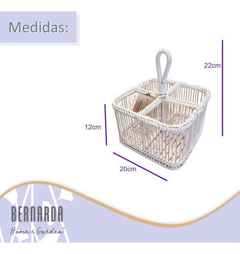 Cubiertero Organizador Bambu Manija Central Tipo Canasta 1