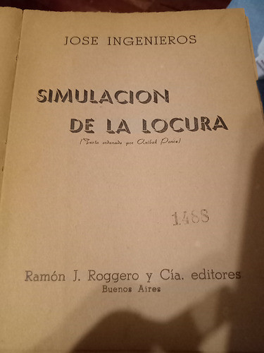 Libro Simulación De La Locura .sin Tapa.jose Ingenieros 1