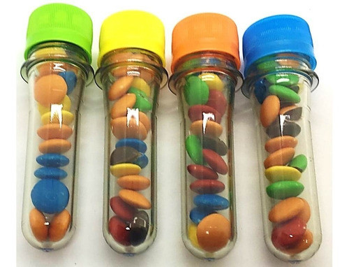 50 Tubos Golosineros 10cm Tapa Color Souvenir Cumple Candy 1