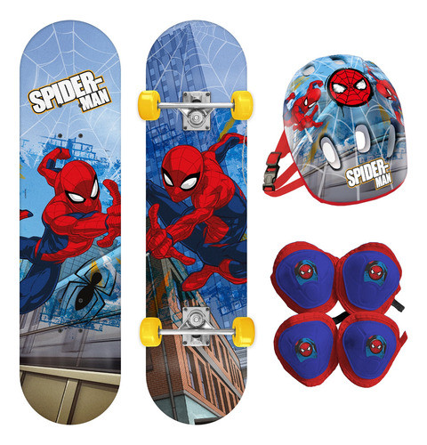 Skate Board Patineta Spider Man Casco Proteccion 79x20cm 0