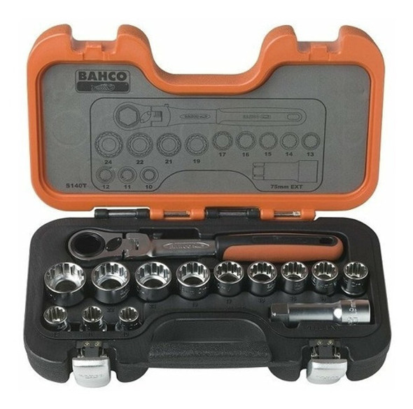 Juego Bahco Llave Ratchet Articulada 14 Pzas S140t Bocallave 0