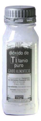 Dioxido De Titanio Pastelar Frasco 110grs Para Reposteria 0