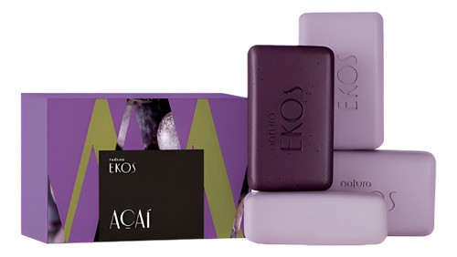 Jabon En Barra Natura Ekos Acai 3 Cremosos 1 Exfoliante 100g 0