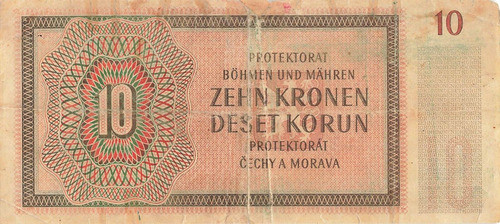 Billete (alemania) Bohemia Y Moravia 10 Kr 1942 Buen Estado 1