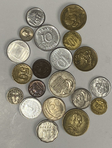 20 Monedas Antiguas, Lote Arg Bra Par Uru Chi Bol, Mer04 1