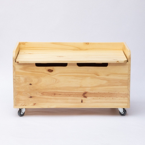 Cajón Juguetero Madera Tapa Asiento Respaldo Laca Natural 1