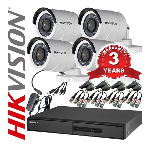 Camara Seguridad Kit Hikvision Dvr 4 Canales + 4 Bullet 720p 0
