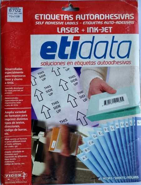 Etiqueta Para Impresora Etidata 70x108 Carta X25hs 8702 0