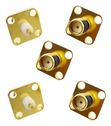 5 Pcs Sma Female Jack Agujeros De 4 Brida De Soldadura Ptfe 0
