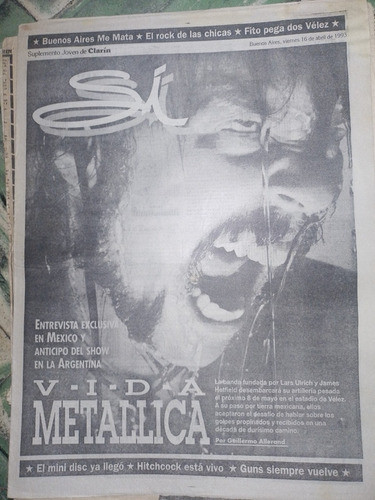 Suplemento * Si Joven De Clarin - Metalica - Año 1993 0