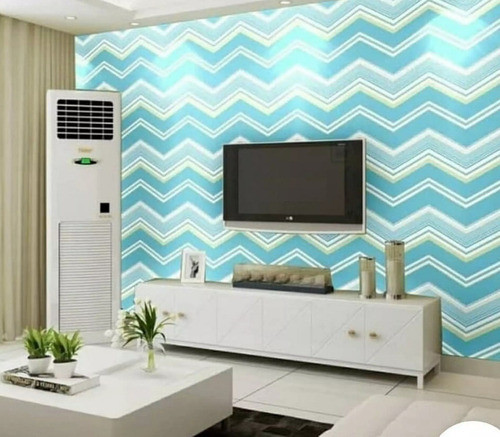 Papel Adhesivo Tapiz Pared Lavable Zigzag Celeste 0