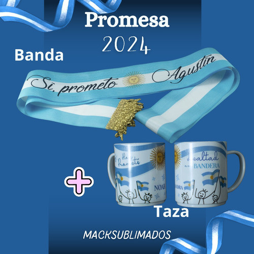 Banda Escolar Promesa Bandera + Taza +medalla 1